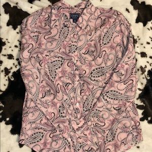 CHAPS Paisley long sleeve button up/down blouse